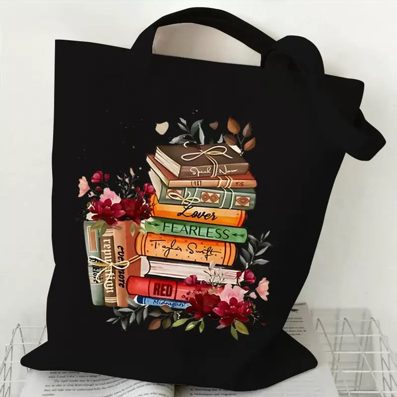 Bookish Tote Bag for Book Lovers Black